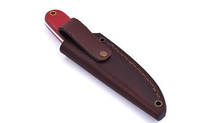 Brisa Necker 70 Flat knife - Red Micarta - Leather scabbard