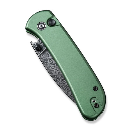 Civivi Qubit Green Aluminum, Black Damascus Knife (C22030E-DS1)