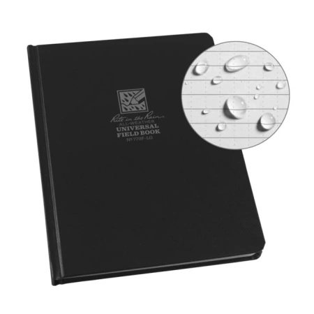 Rite in the Rain - Waterproof Large Bound Notebook - 223 x 175 mm - 80 sheets - Black - 770F-LG