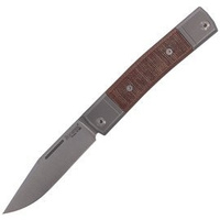 LionSteel bestMAN Natural Canvas Micarta Folding Knife, Clip Blade (BM1 CVN)