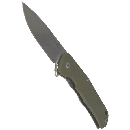 LionSteel T folding knife.R.E. G10 Green, Stone Washed Blade (TRE GGR)