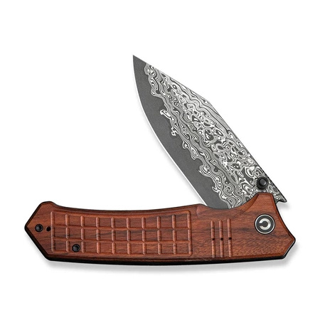 Civivi Tacticorix Guibourtia Wood Folding Knife, Damascus (C23055-DS1)