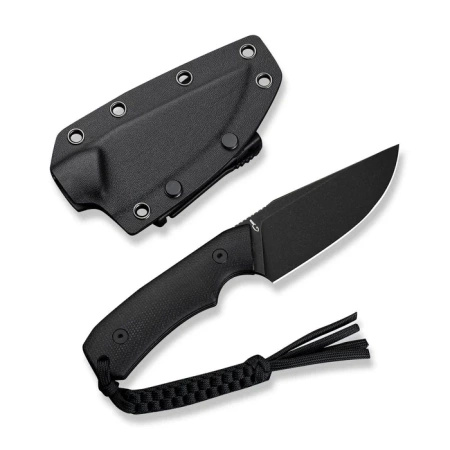 CIVIVI Gander Black Canvas Micarta, Black Stonewashed 14C28N by Matt Gentry (C24058B-2) knife