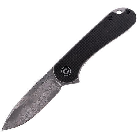 CIVIVI Elementum Flipper knife Twill Carbon Fiber / Black G10, Damascus (C907DS)