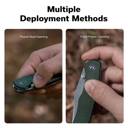 Civivi Clingman Green Canvas Micarta Folding Knife, Black Stonewashed Nitro-V by Taylor Martin Best Damn EDC (C23065-4)
