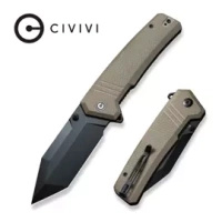Civivi Bhaltair Tan Coarse G10 Folding Knife, Black 14C28N (C23024-2)