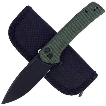 CIVIVI Conspirator Green Micarta Knife, Black Stonewashed (C21006-2)