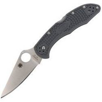 Spyderco Delica 4 FRN Gray Flat Ground Plain Folding Knife (C11FPGY)