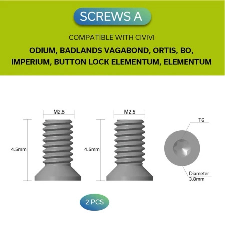 Civivi Black Stainless Steel T6 3.8 mm clip screws - 10 pcs. (CA-12B)