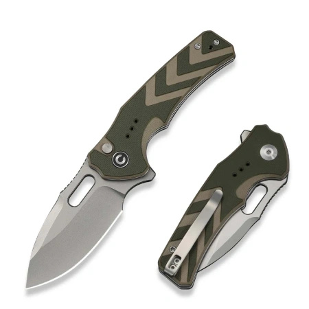 Civivi Vexron Green-Tan G10 Folding Knife, Stonewashed 14C28N (C24066-2)