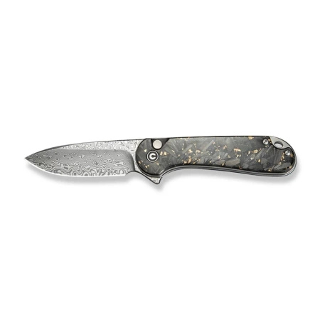 Civivi Button Lock Elementum II Knife Shredded Carbon Fiber/Golden Shred, Damascus (C18062P-10)