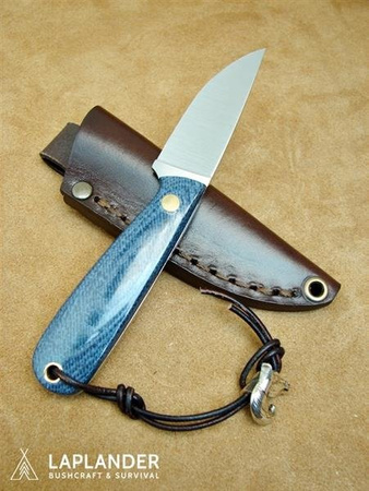 Brisa Necker 70 Flat knife - Blue Jeans Micarta - Leather scabbard