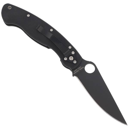 Spyderco Military Model G-10 Black / Black Blade Folding Knife (C36GPBK)